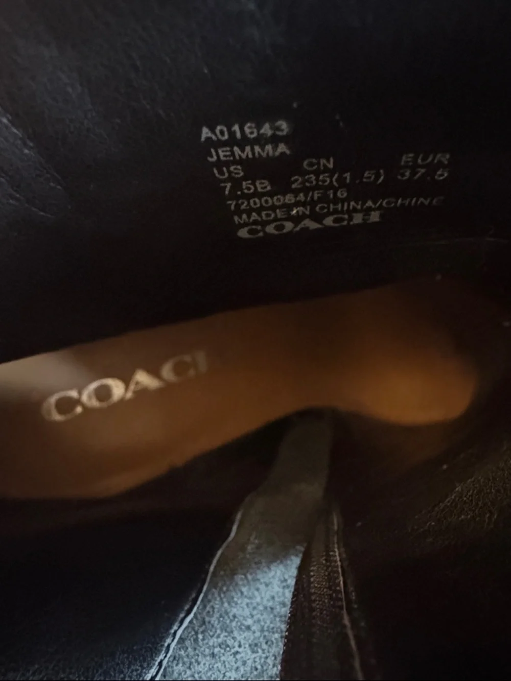 Coach Black Leather Pointed Toe Ankle Booties with Side Zip - Picture 3 of 6